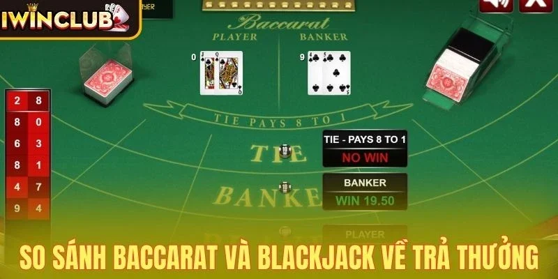 So sánh Baccarat và Blackjack qua tỷ lệ trả thưởng